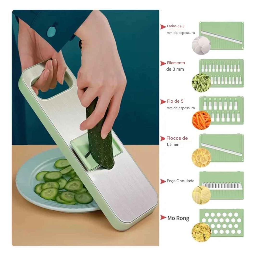 Mandoline Slicer Aço Inox 6 em 1 - Fatiador | Cortador | Ralador