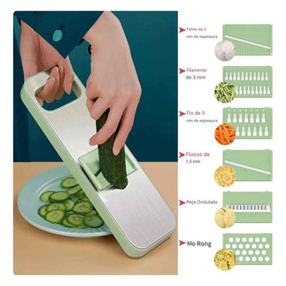 Mandoline Slicer Aço Inox 6 em 1 - Fatiador | Cortador | Ralador
