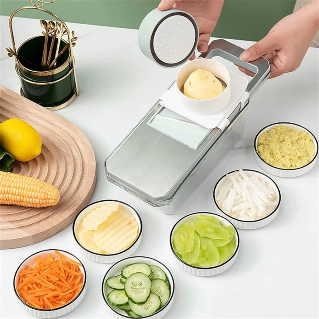 Mandoline Slicer Aço Inox 6 em 1 - Fatiador | Cortador | Ralador